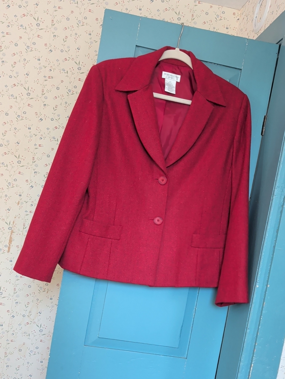 Worthington Jacket Red Wool Blazer 10P Tailored Lined Pockets Old Money Luxury